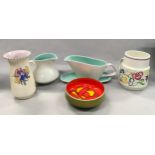 Six items of Poole Pottery to include Twintone and Traditional.