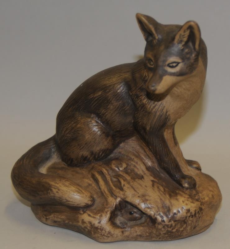 Poole Pottery Barbara Linley Adams fox together with a Delphis footed bowl (2) - Image 2 of 3