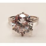 A huge sparkling CZ 925 silver solitaire ring, Size S.