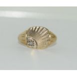 9ct gold gents diamond set sygnet ring size T