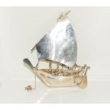 Silver model of an Egyptian sailing barge 14cm tall 84gm