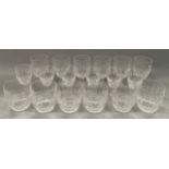 Waterford Colleen suite of 18 crystal cut drinking glasses to include three sets of 6: wine,
