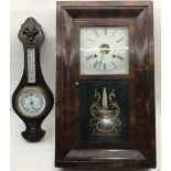 American style wallclock and a barometer