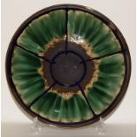 Poole Pottery large boxed charger with unusual brown & green design, fully marked & signed to base