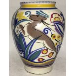 Poole Pottery shape 442 TZ pattern vase by Marjorie Batt fully marked & signed to 6.25" high (please