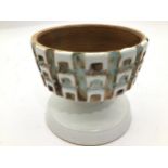 Poole Pottery Guy Sydenham Atlantis Chalice / candle holder in unusual white & mustard colour, fully