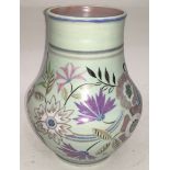 Poole Pottery shape 443 TH pattern pastel green vase 6.75" high, fully marked & signed to base