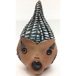 Poole Pottery interest Guy Sydenham large wall hanging head, fully marked to reverse 8.25" high.