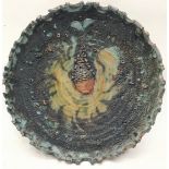 Poole Pottery Guy Sydenham interest Portland "Rokko Art" rocky tray with Sea Creatures surrounding a