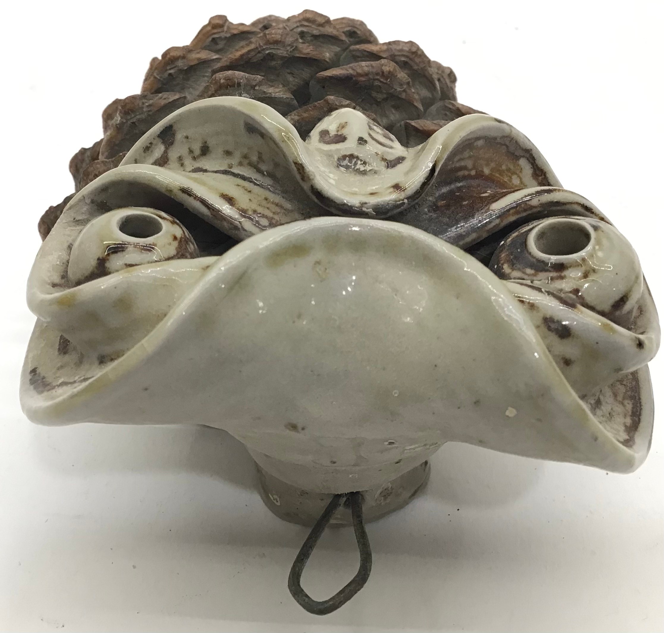 Poole Pottery interest Guy Sydenham very unusual Owl faced wall whanging with fir-cone body, fully - Image 2 of 4