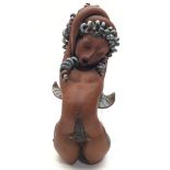 Poole Pottery interest Guy Sydenham "Rokko Art" Portland Mermaid in Terracotta, wheel thrown