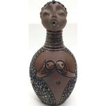 Poole Pottery interest Guy Sydenham unusual decanter & stopper depicting tribal figure of a woman,