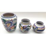 Poole Pottery shape 959 TJ pattern vase by Vera Bridle, together with a HI CSA pattern vase and a