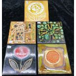 Poole Pottery interest Carter Tiles with early Delphis glazes & designs (5)