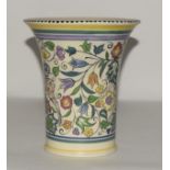 Poole Pottery SK pattern (Persian Deer) Art Deco trumpet vase by Ruth Pavely 7" high, 6.2" dia (