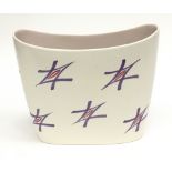 Poole Pottery Freeform shape 342 FSU pattern (Purple Stars) large rectangular vase 7.5" x 9" fully