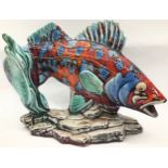 Poole Pottery interest large Anita Harris Studio Rainbow Trout 11" high by 8.25" fully marked &