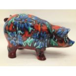 Poole Pottery interest large Anita Harris Studio Pig 13" long fully marked & signed to base by S