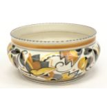 Poole Pottery shape 566 YE pattern Art Deco bowl 6.75" dia, fully marked & signed to base.