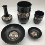 Poole Pottery Olympus vase together with four other pieces (5)