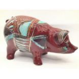 Poole Pottery interest large Anita Harris Studio Pig 13" long fully marked & signed to base by S