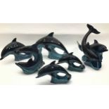 Poole Pottery Advertising blue dolphin together with other dolphins (6)