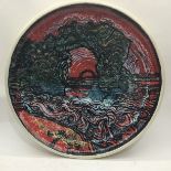 Poole Pottery interest Tony Morris home studio charger 16.2" dia depicting Lulworth Cove fully