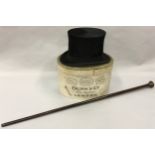 Dunn & Co. top hat with original box together with a malachite walking stick.
