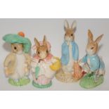 Beswick and Royal Albert Beatrix Potter mixed figures Large size Rabbit family members (4)