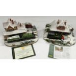 Lilliput Lane illuminated snowed models x 2 to include L2794 Bluebell Line and L3126 Christmas AT