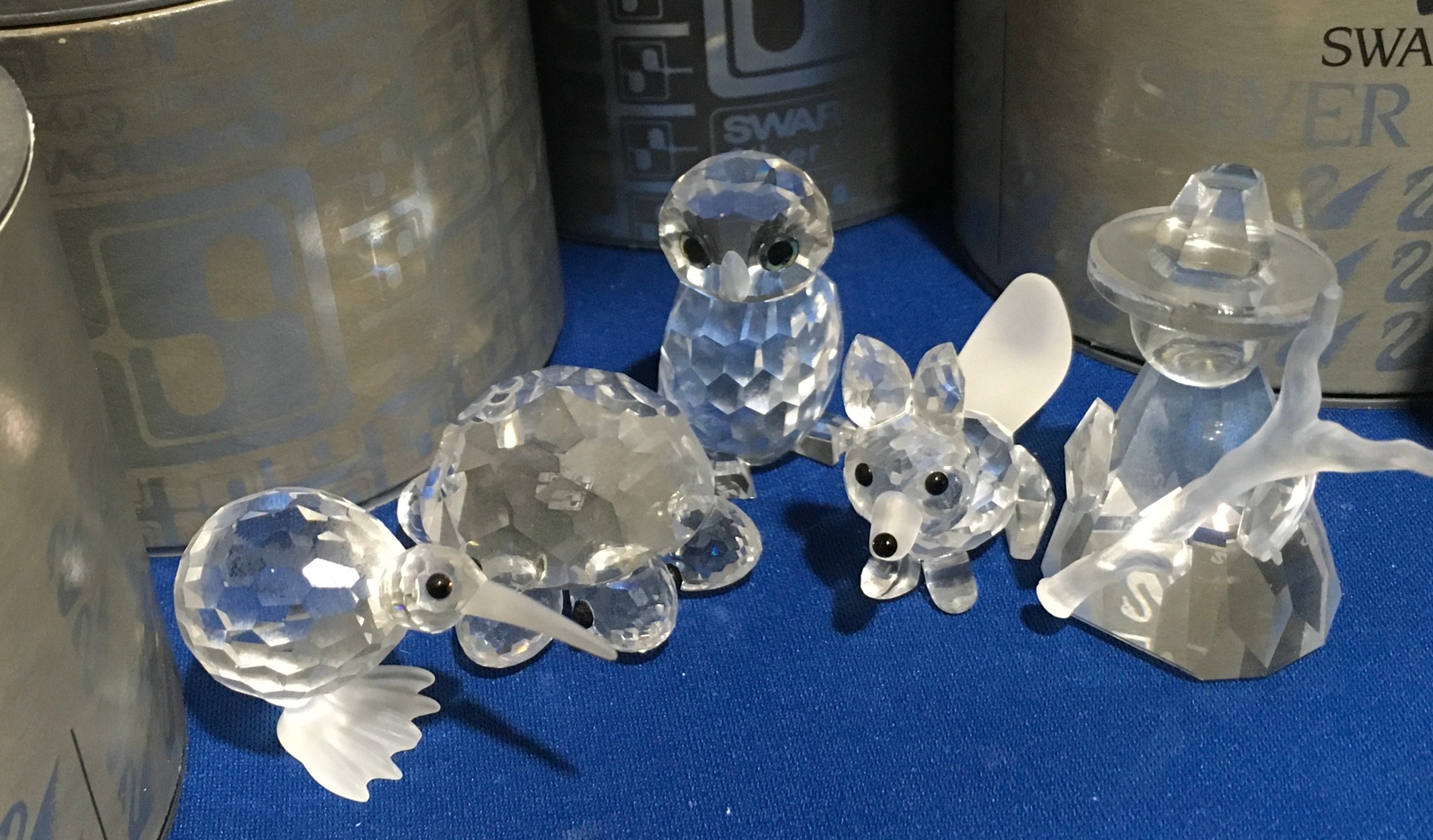 Swarovski silver crystal figures Turtle 01033, Running Fox 014956, Swan 765802700, Baby Beaver - Image 3 of 3