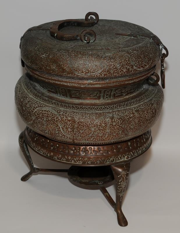 Islamic hot pot stand with stamp to base indicating were made