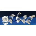 Swarovski silver Chrystal figures Kingfisher 119433, Parrot 119433, Owl 206138, Toucan 119441,