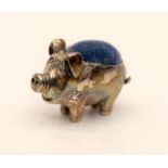 Silver collectable pin cushion of a Pig