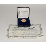 9ct gold coin to commemorate Queens coronation by Museum Galleries with certificate 4gm