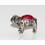 Silver collectable pin cushion of a Bull dog