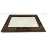 French ornately carved wood surround mirror 55x40cm