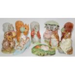 Beswick and Royal Albert Beatrix Potter mixed figures Squirrel and Doormouse family members (10)