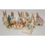 Beswick and Royal Albert Beatrix Potter mixed figures Rabbit family members (10)