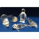 Swarovski silver crystal figures Polar bear 010377, Penguin 7643nr08500, Whale 7628nr080000,