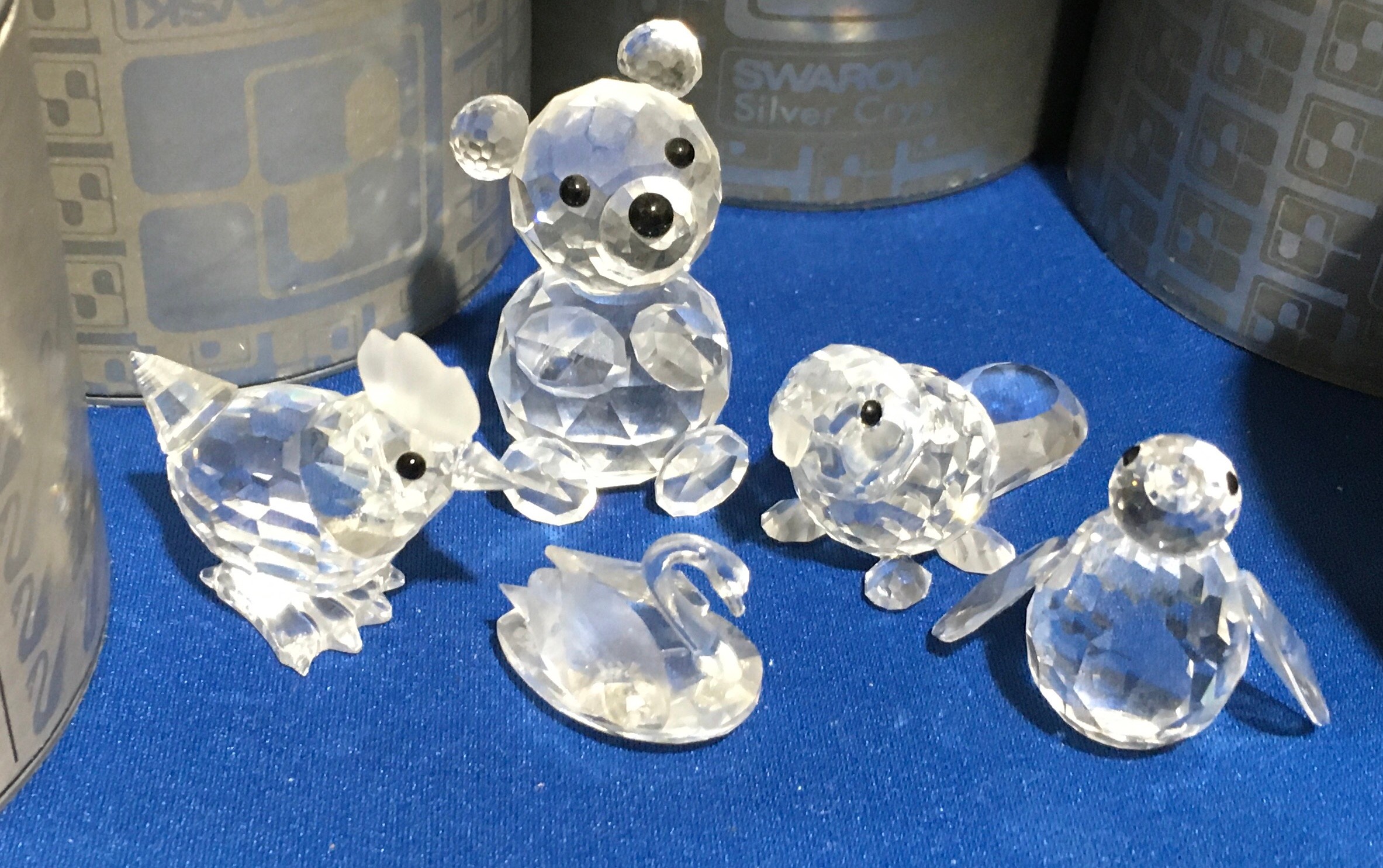 Swarovski silver crystal figures Turtle 01033, Running Fox 014956, Swan 765802700, Baby Beaver - Image 2 of 3