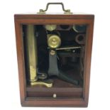 Victorian brass microscope in fitted mahogany carry case