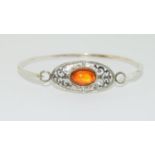 Baltic amber 925 silver bangle. (TR6)