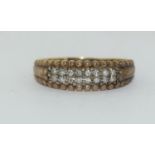 9ct gold ladies diamond bar ring size R ref wp25