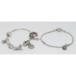 Two charm bracelets and charms. (some Pandora) (72 & 139)
