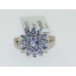 Tanzanite and Diamond sterling silver ring, RRP. £113 (NEW) (C2)