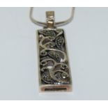 Art Deco 925 silver marcasite pendant. (TR2)