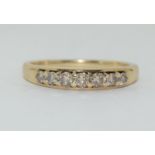 9ct gold ladies pink diamond half eternity ring size M ref wp 23