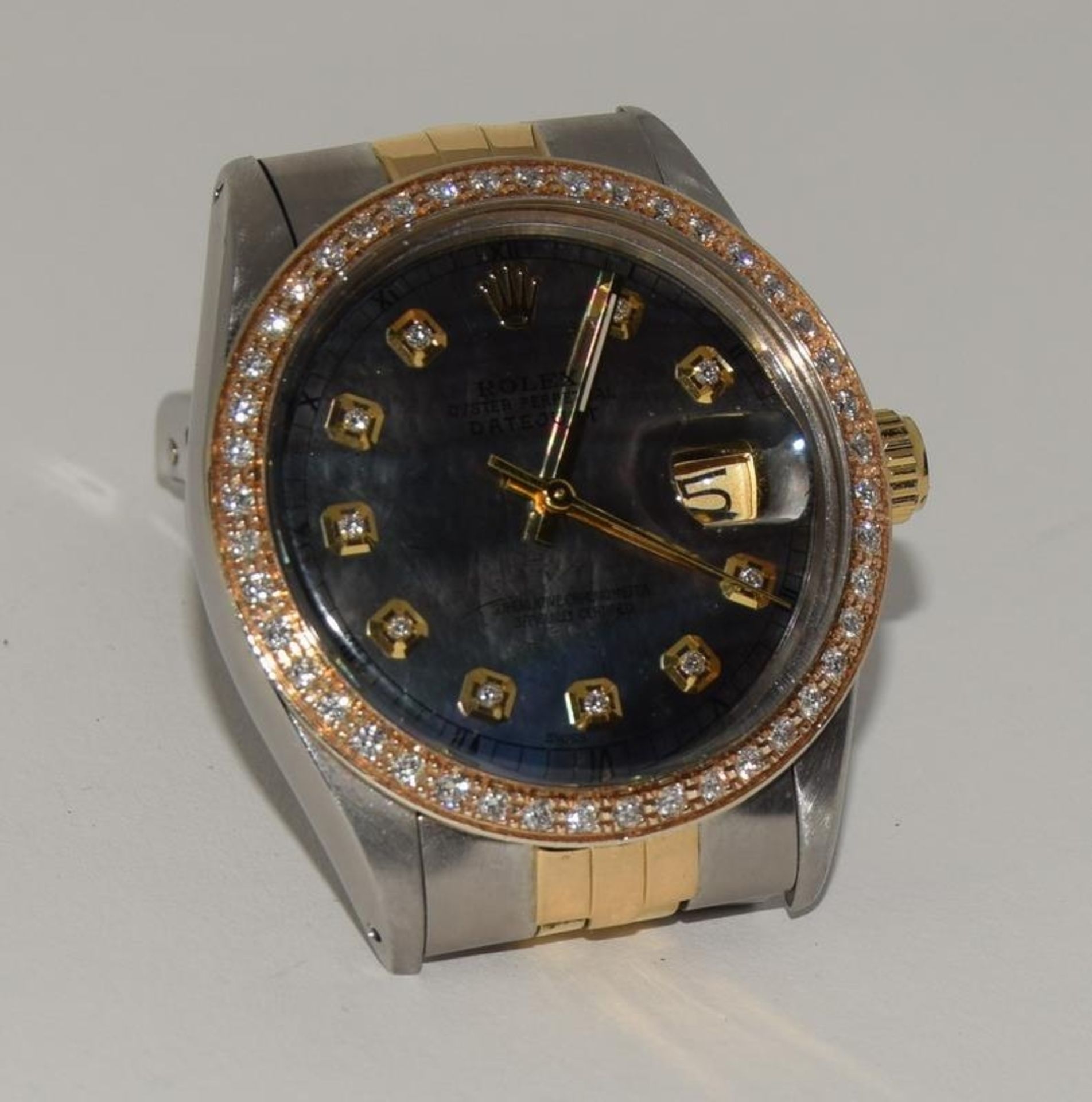 Rolex datejust diamond bezel and dial, mother of pearl dial, Bi-Metal wrist watch. (ref 106) - Image 7 of 10