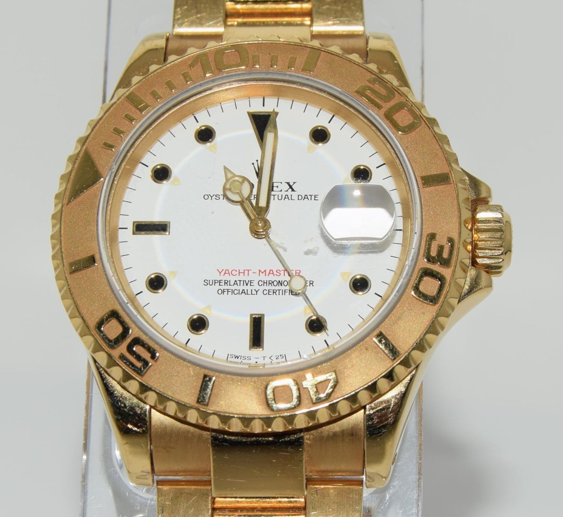 Rolex Yachtmaster 18ct gold, white dial, box, no papers. (ref 43) - Image 4 of 10